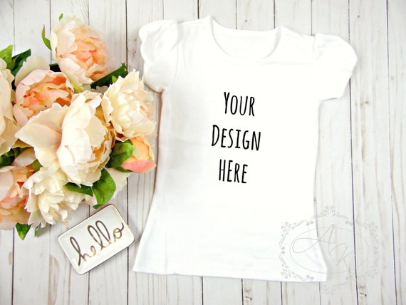 Download Girls Blank White T-shirt Mock Up, Product Shirt Mock up images, Kids Shirt Template, Styled ...