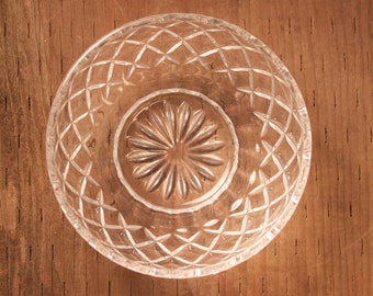 Small Glass Bowl with Diamond Pattern - Decorative Glass Bowl - Glass Candy Container