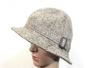 80's euro vintage harrit tweed wool hat fedoras made in scotland size 6 7/8