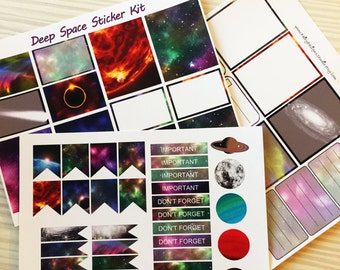 Solar Eclipse Deep Space Decorative Planner Sticker Kit