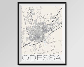ODESSA Texas Map, Odessa City Map Print, Odessa Map Poster, Odessa Wall Map Art, Odessa gift, Custom city maps, Personalized maps, Texas map