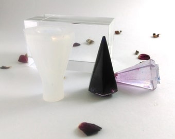 3D Faceted Pendulum Crystal Healing Pendant Keyring Long Super Clear Silicone Mold