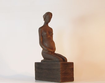 Pregnant Woman,Expecting Lady,Mother,Modern Sculpture On Wooden Base.Mom to be,Gift for Pregnant friend