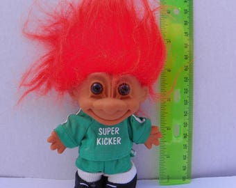 Vintage Russ Super Kicker Soccer Troll Doll , Vintage Russ Berrie 4.5 inch Troll , Soccer Troll Doll , Russ Berrie Troll , Sports Boy Troll