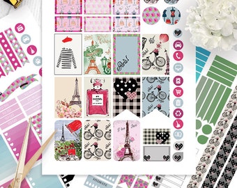 Paris planner stickers Printable, HAPPY PLANNER STICKERS, Monthly/Weekly Kit,Printable Sampler, Happy planner Kit, Instant download