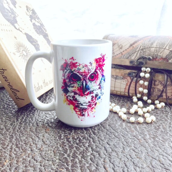 Items similar to Owl Mug, Watercolor Owl, Owl Coffee Mug, Travel Mug