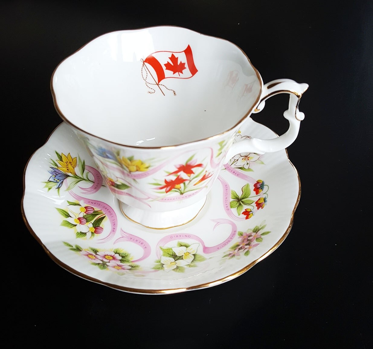 Canadian Tea cup and saucer by Royal Albert Maple leaf