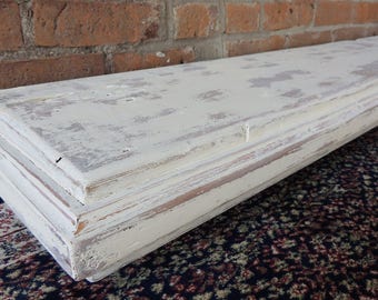 Shabby Chic Shelf 62" x 10" x 4", Distressed Mantel, Fireplace Mantel, Wall Shelf, Rustic Decor, Shabby Chic Decor, White Shelf