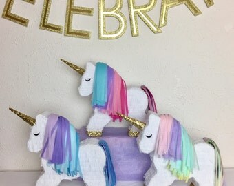 Mini Unicorn Piñata | Unicorn Piñata Filled with Prizes & Candy | Unicorn Piñata Gift | Keepsake Piñata | Personal Size Piñata