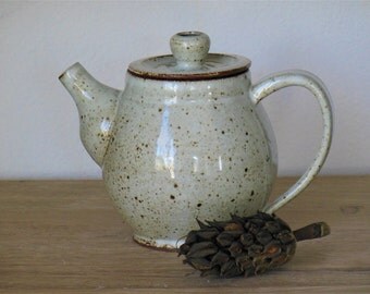 White Speckled Teapot, Handmade Ceramic Teapot, Pottery Teapot