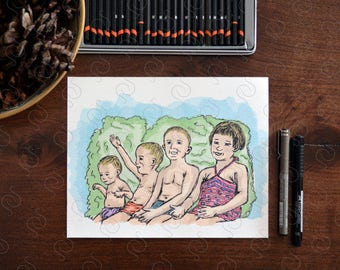 Custom Family Portrait - Family Illustration-Personalized Family Portrait - Mothers Day Gift - Family Print - Custom Portrait - Portrait