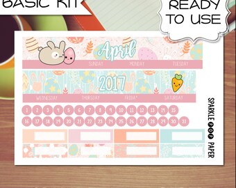 April Easter Cute Monthly Layout CLASSIC Happy Planner Stickers (Ready to Use)