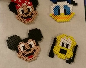 Mickey Mouse, Minnie Mouse and Disney Perler Bead Sprites using regular or mini perler beads