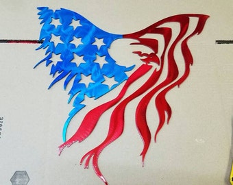 Eagle American flag metal art. Made from aluminum.