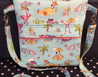 Summer Flamingos Cross Body Sling Tote