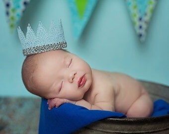 Newborn Crown, Blue Crown, Newborn Photo Prop, Lace Crown, Photo Prop, Baby Crown
