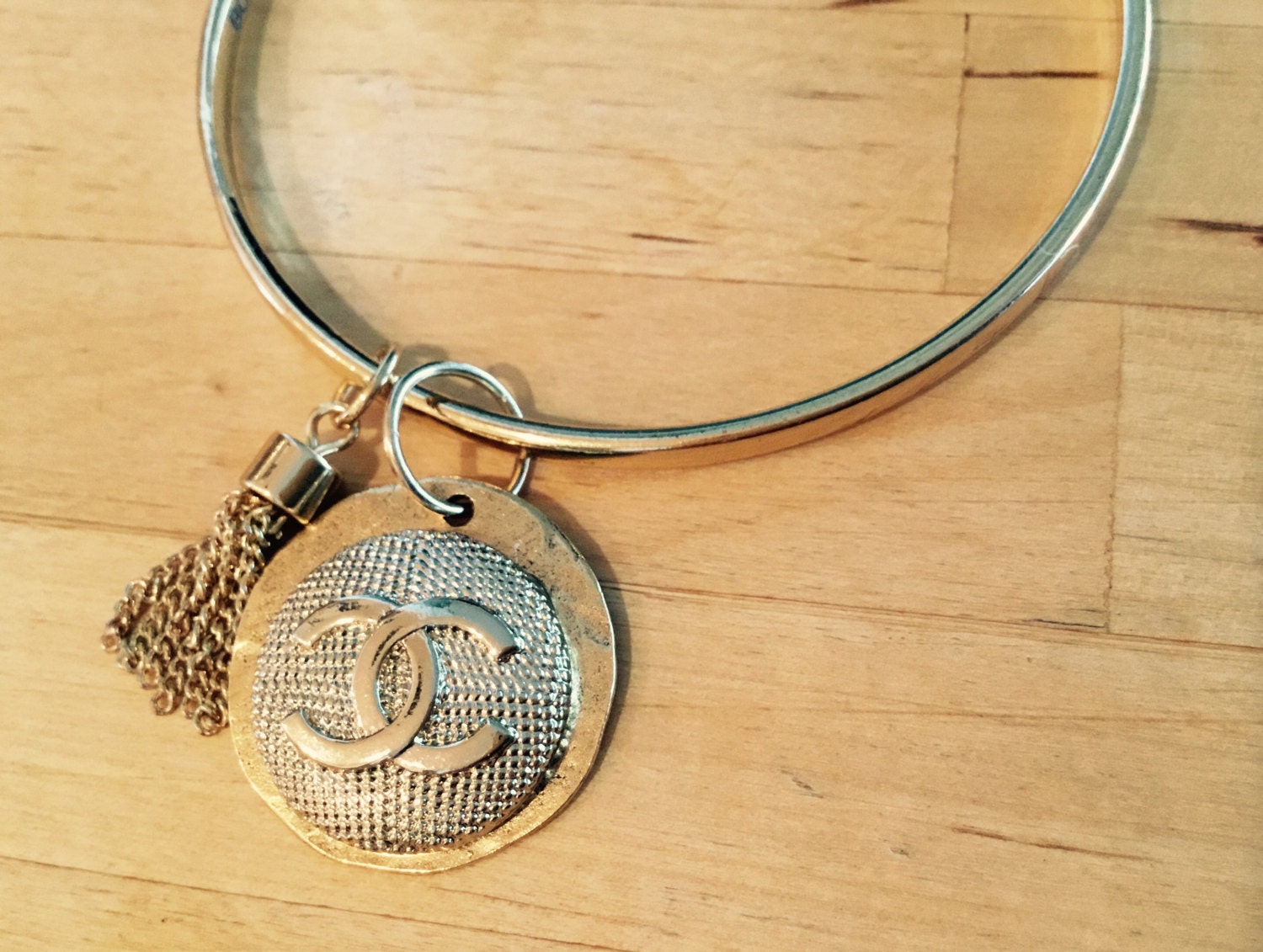 Chanel button bangle bracelet with mesh design