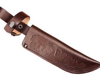 Bushcraft Leather Knife Sheath / Leather Sheath For 6" Blades / Belt knife holder / Leather Belt Dangler / Bushcraft Gear