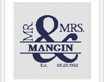 Custom wedding Cross Stitch Pattern PDF Mr and Mrs Personalized Wedding gift Scheme cross stitch X113