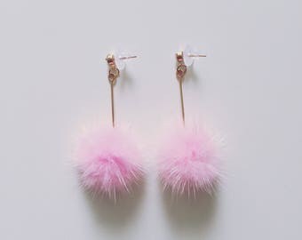 Baby Pink Pom Pom Earrings