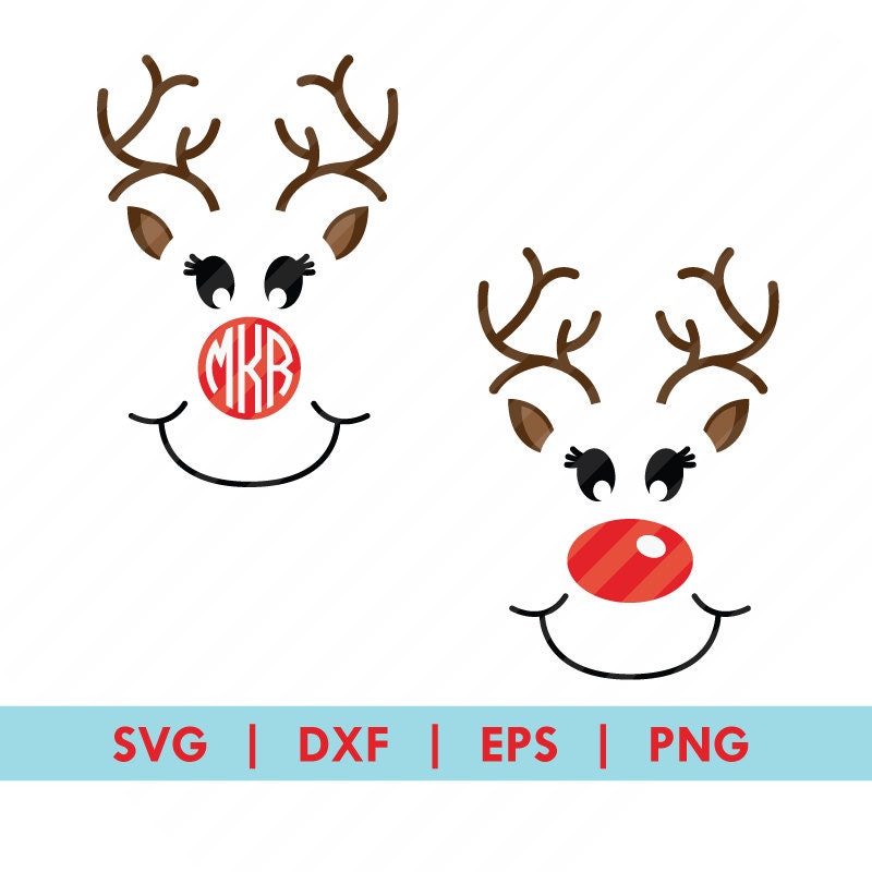 Download Reindeer Face Christmas SVG DXF Silhouette Cameo Cricut Cut