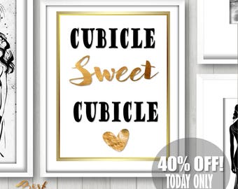 Cubicle Sweet Cubicle, Cubicle Sign, Cubicle Art, Cubicle Decor, Cubicle Decorations, Coworker Gift, Office Gifts, Cubicle Accessories
