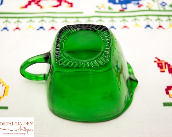 Vintage Creamer And Sugar | Anchor Hocking Forest Green | Depression Glass