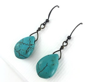 Bronze Turquoise Howlite Teardrop Earrings