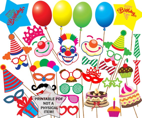 Birthday party photo booth props: PRINTABLE PROPS