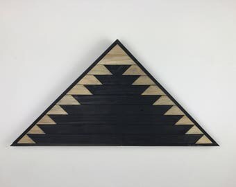 Reclaimed Triangle Wood Wall Art, Black Reclaimed Wood Wall Art, Large Triangle Wood Wall Art, Black Reclaimed Triangle Wood Wall Art