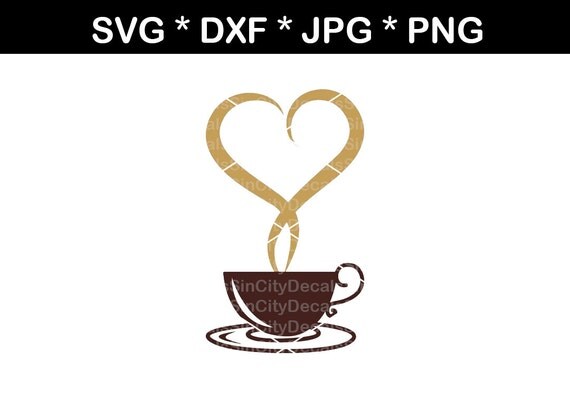 Download Coffee cup steaming heart digital download SVG DXF for use