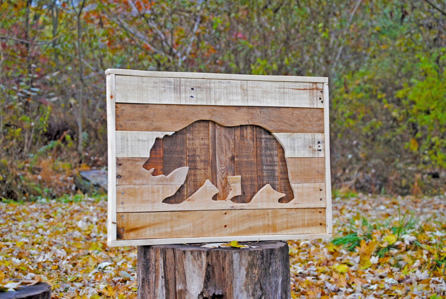 Rustic Pallet Wood Bear Cutout Wall hanging Wall art Gift for