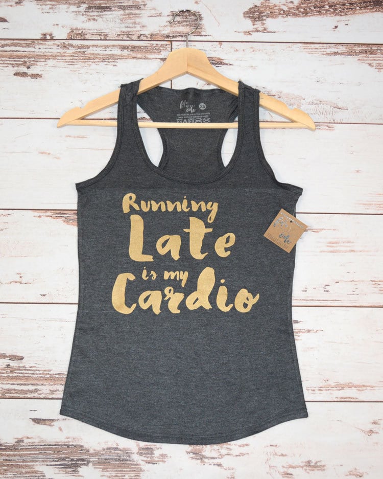Running Late is My Cardio Women's Racerback Tank, Fitness Tank Top, Workout Tank Top, Exercise Shirt, Workout Gear, Workout Tank, Funny Tank