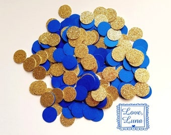 250 Piece Royal Blue & Gold Confetti | Gold and Blue Confetti | Royal Blue Baby Shower | Royal Party Decorations | Little Prince Party