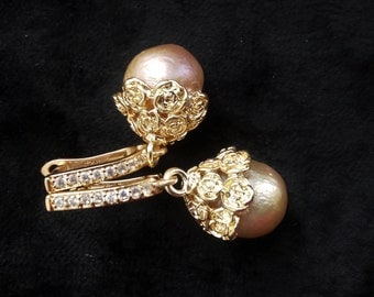 Chanel inspired Kasumi baroque pearl camelia earrings