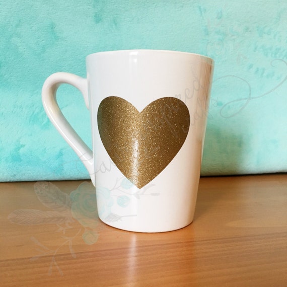 Gold glitter heart coffee mug