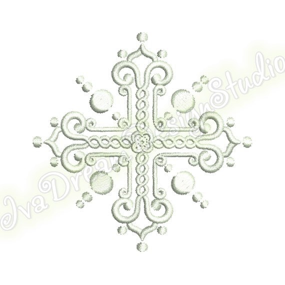 Small Graceful Cross machine embroidery design 3 sizes 4x4