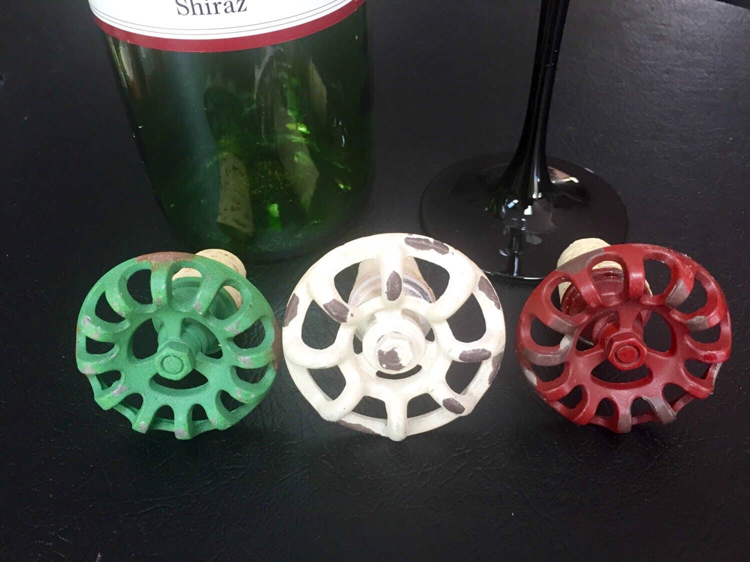 Repurposed Vintage Water Faucet Handle Wine Bottle Stopper