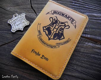 Harry Potter Leather Passport Cover/Leather Passport holder/Harry Potter fan's gift/ Free Personalized Passport cover
