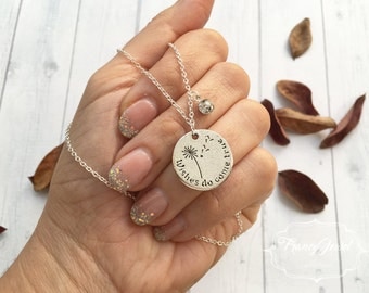 Silver necklace, inspirational quote, crystal, "Wishes do come true", graduation gift, motivational necklace, made in Italy, birthday gift