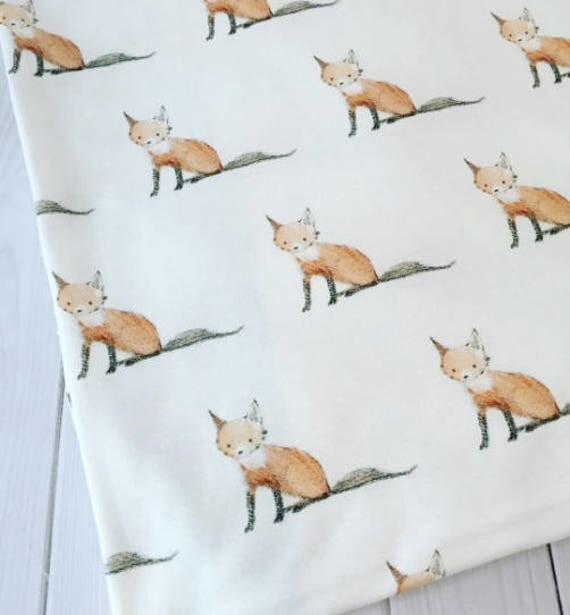 Baby Fox on Cream Quilting Fabric. Fabric by the Yard. Cotton