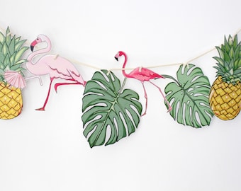Paper Garland Kit, Paper Craft Kit, DIY Paper Bunting, Craft Kit, DIY kit, Tropical Banner, Tropical Decorations, Tropical Garland
