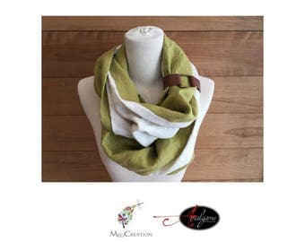Scarf in linen with leather strap