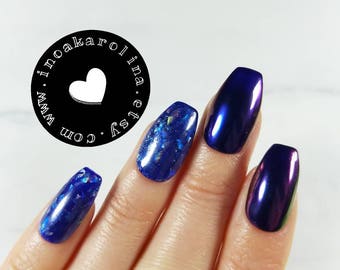 10/20 Press on nails Chrome chameleon mirror effect false nails gift artificial nails holographic nails fake nails holo nails nail art USA