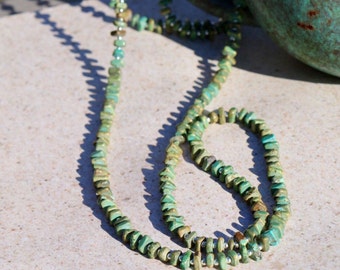 Magnesite Stones and Silver Long Necklace; Promote Calm, Creativity, and Confidence