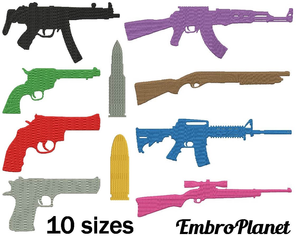 Guns Designs for Embroidery Machine Instant Download Digital