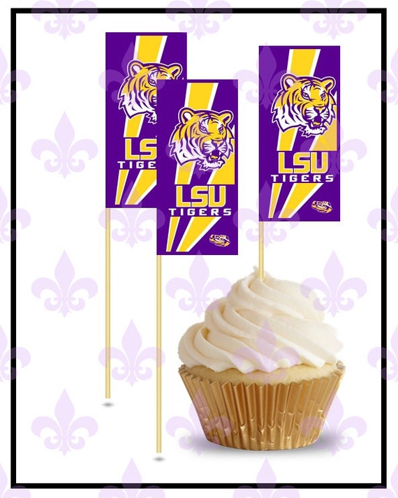 LSU TIGERS College Cupcake Toppers 12 Banners Any Team