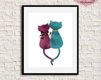 Cat Wall Art cat nursery art | etsy Cat Wall Art cat nursery art | etsy