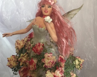 Ooak fantasy art fairy figurine The Flower Fairy fae, mermaid, sculpture, nautical, home decor, decorative figurine