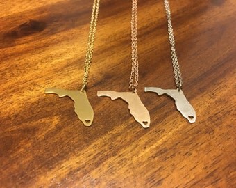 Florida Necklace - Florida Pendant - Florida Charm - Florida Jewelry - State Jewelry - Florida - Florida Outline - FL Necklace - FL Charm